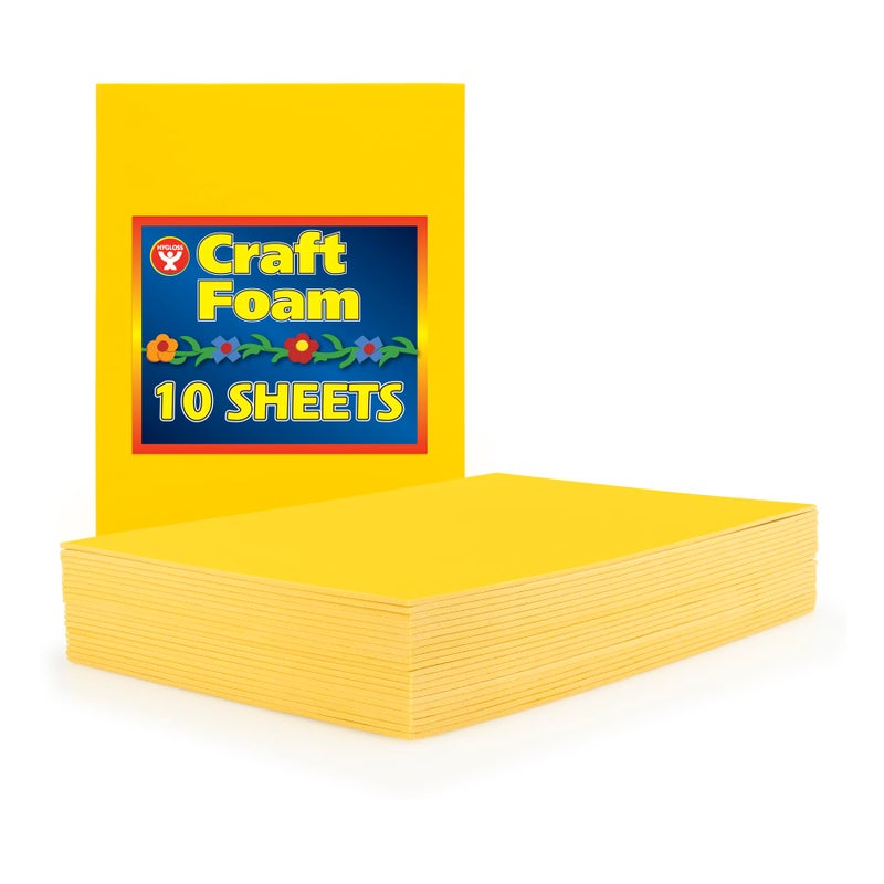 Hygloss Sheets Colorful Foam for DIY Arts & Craft, 12â€ x 18â€, Yellow, 10 Piece - Image 1